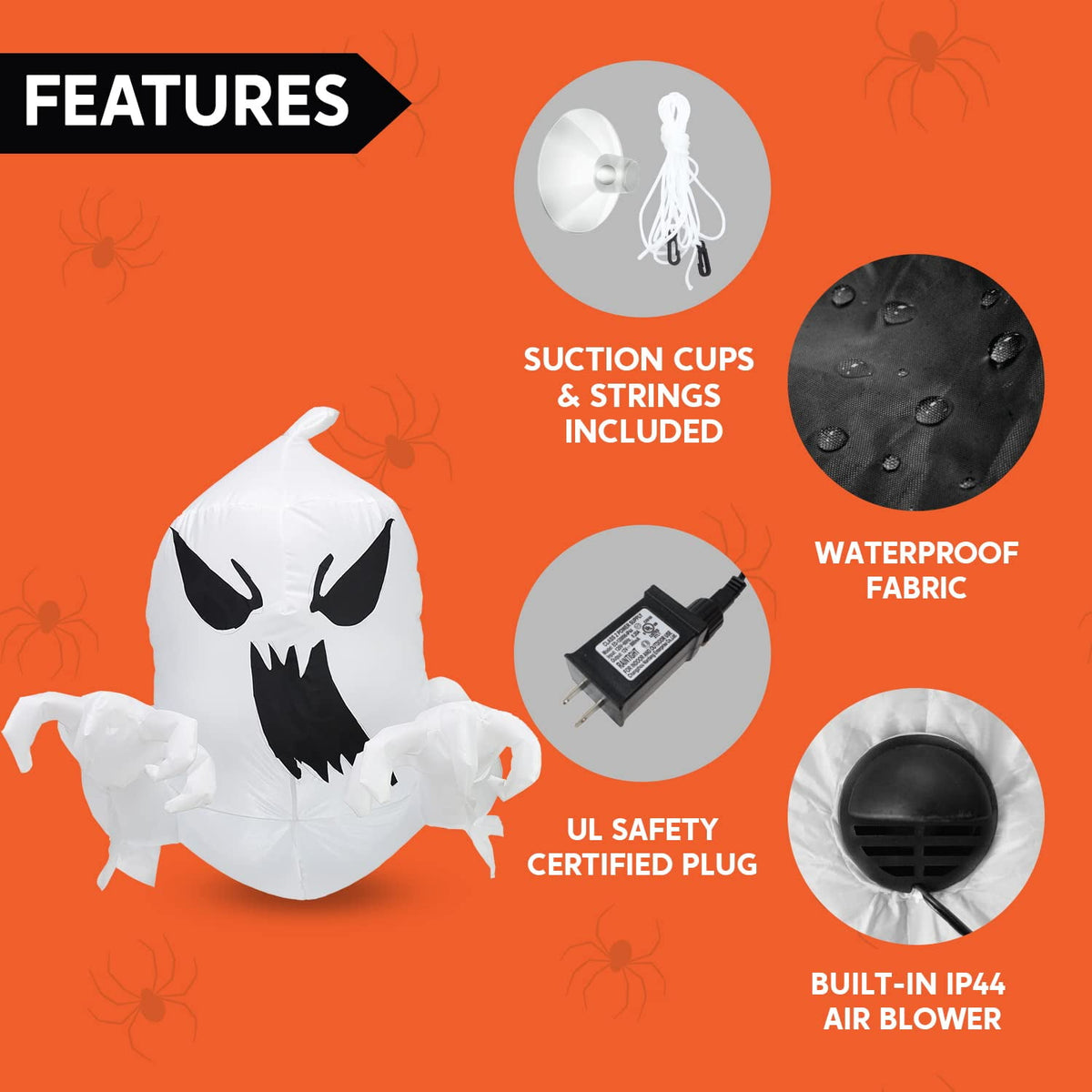 Joyfy 4 FT Halloween Inflatable Purple Octupos Head with Tentacles Broke Out from Window with Built-in LED Blow Up Inflatable for Window Decoration Yard Garden Lawn Decor