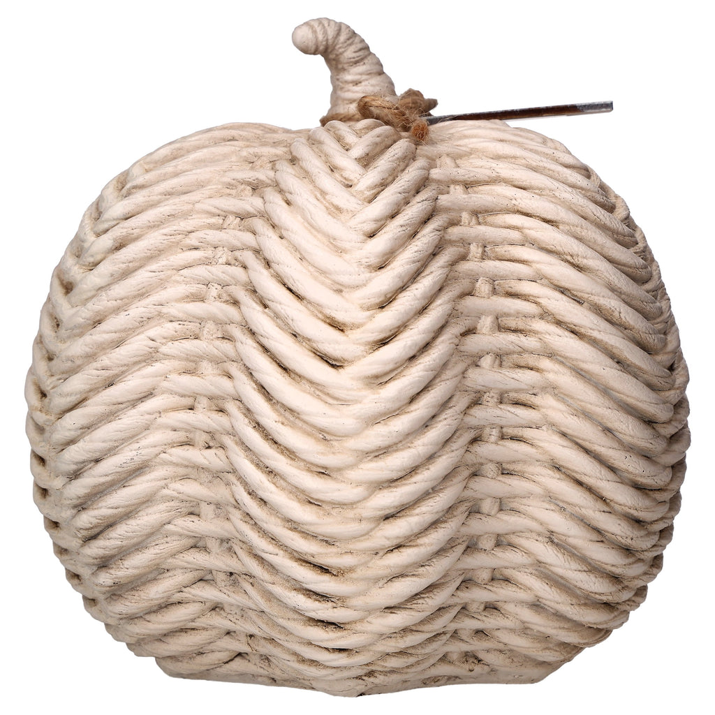 Woven Pumpkin Decoration, White, 7", Halloween by Way To Celebrate