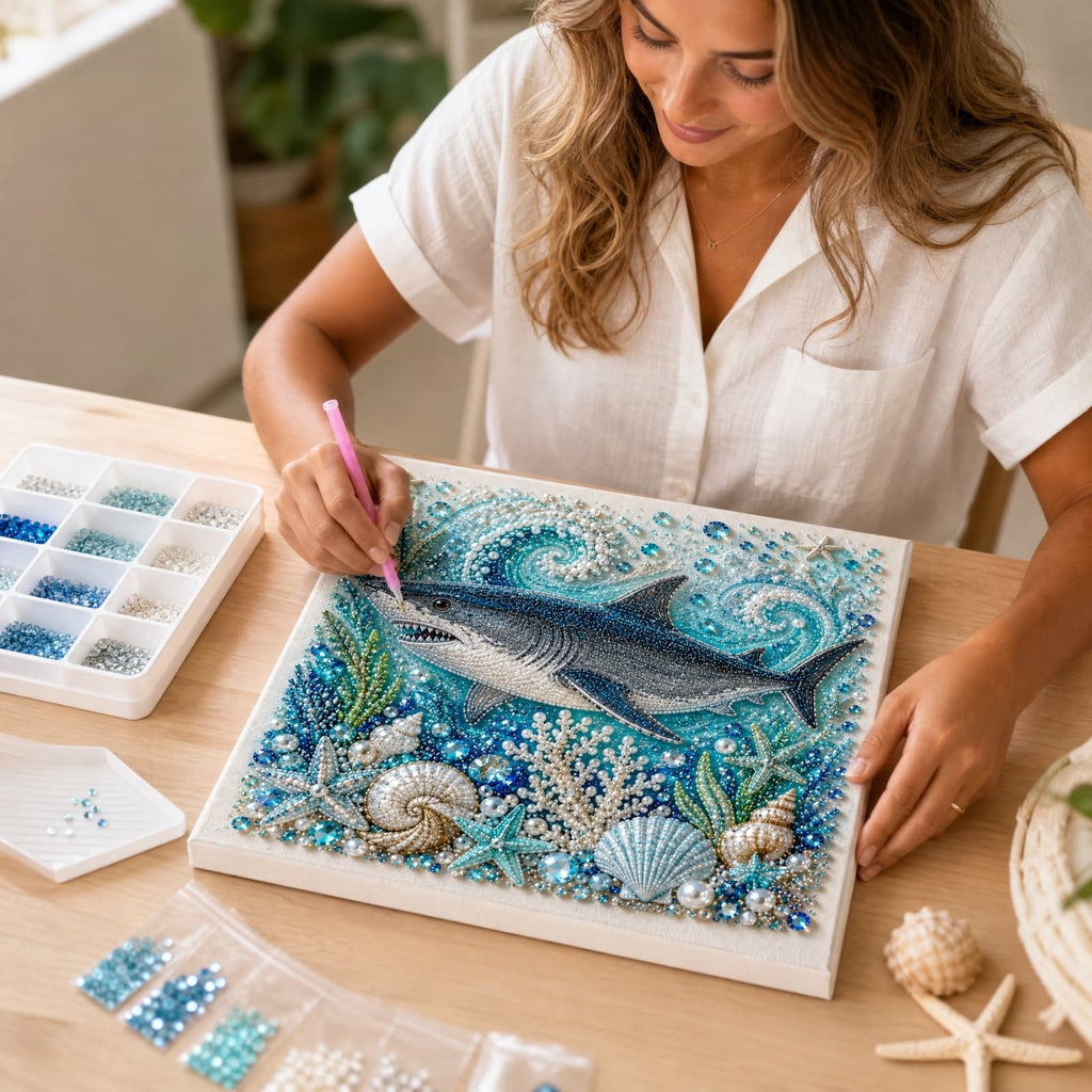 JWZZYD DIY Christmas Pearl Painting Art Kit with Frame, 9.8" Christmas Pearl Beads Art Craft Set, Gemstone Dots Beads for Holiday Christmas Wall Decor, Decoration Gift(Reindeer)