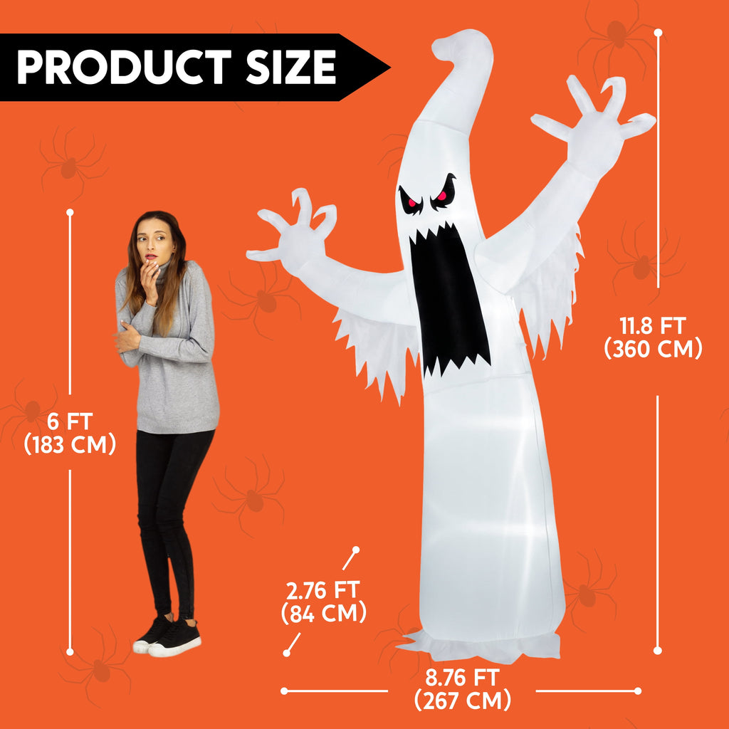 Joyfy 12ft Halloween Ghost Inflatable,Giant Ghosts inflatables with Build-in LEDs Outdoor Decorations,Blow Ups Halloween Yard Inflatables