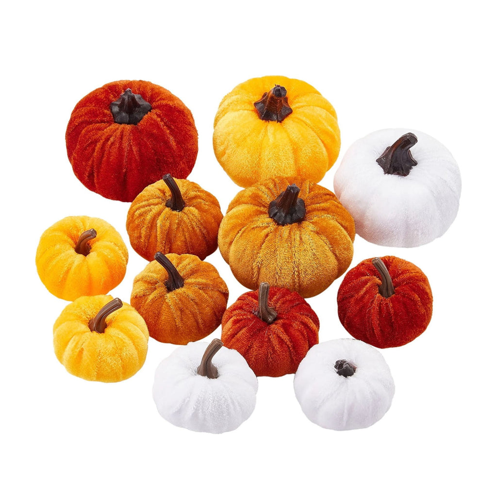 12 Pcs Small Velvet Pumpkins Artificial Pumpkins 2 Sizes for Fall Decor Wedding Thanksgiving Halloween Party Table Centerpiece Farmhouse Decoration, Blue