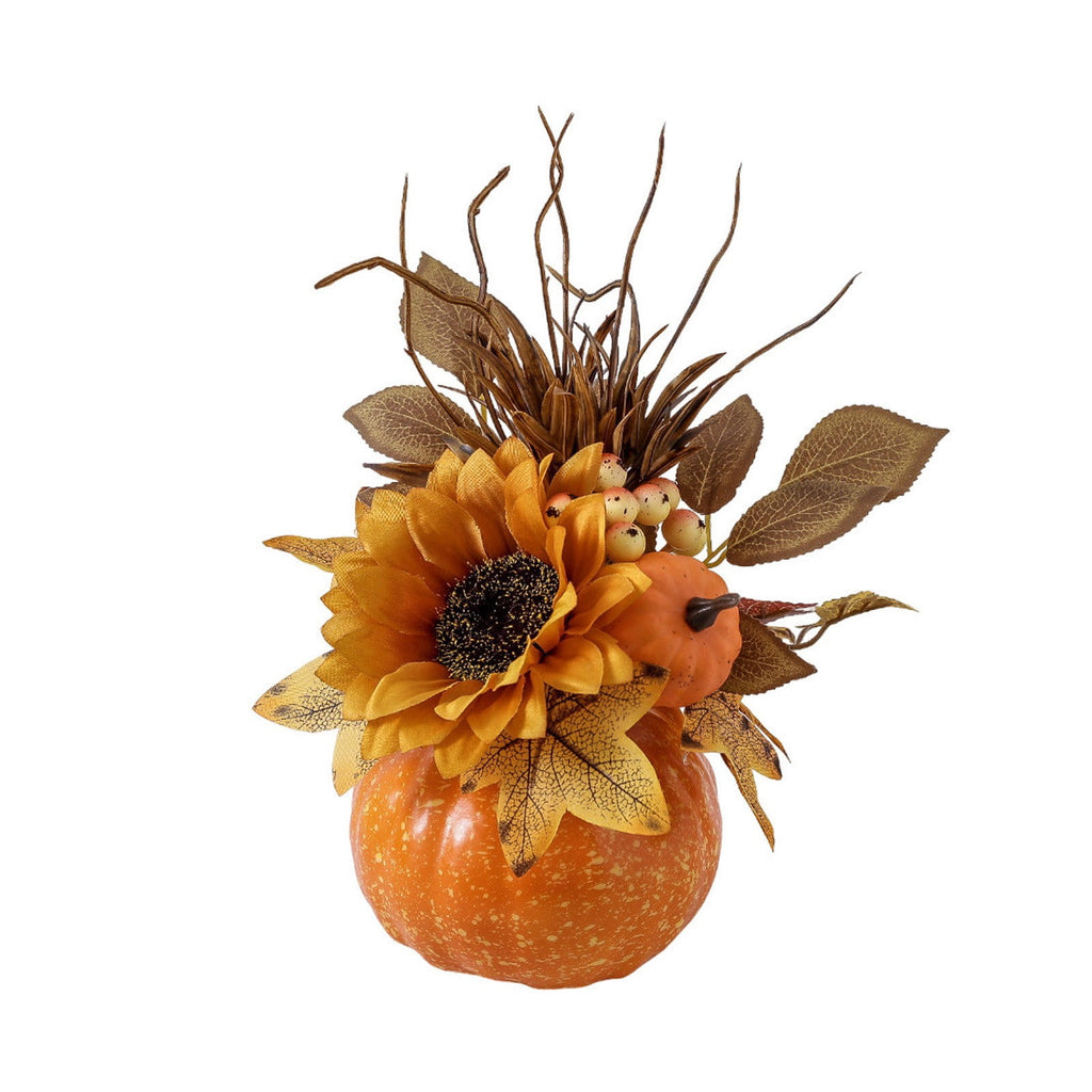 Pumpkin Decor with Artificial Flower Sunflowers Fall Decorations for Home Tabletop Kitchen Party Thanksgiving Harvest