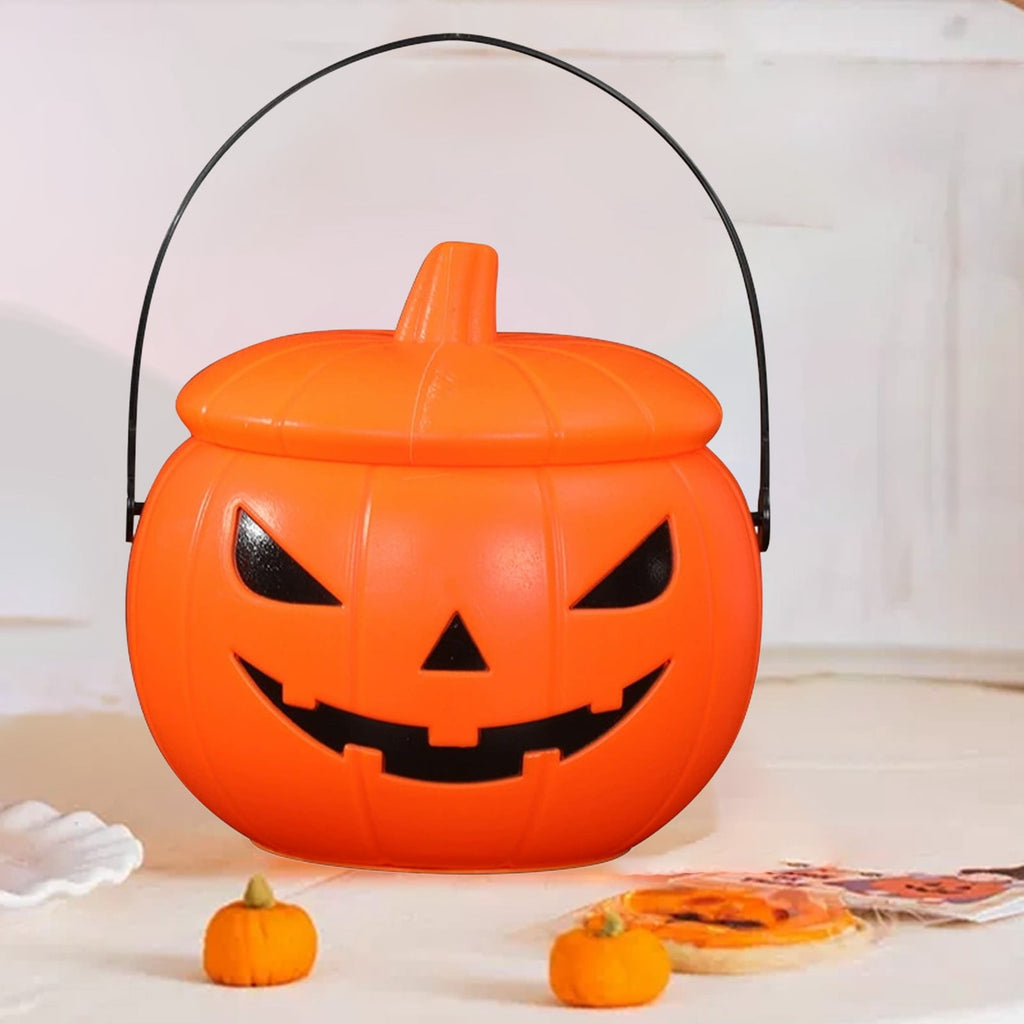 Kyusrd Trick or Treat Halloween Lantern Pumpkin Decoration Lighted Table Centerpieces Ornaments Spooky Pumpkin Prop Decor Decorative Wedding Candy Bowl Organizer Canisters