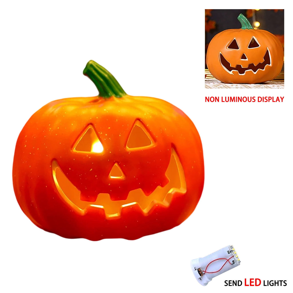 Halloween Lighted Pumpkin Decoration, Glowing Jack o Lanterns, Large LED Pumpkin Lamp with Warm Glow, Outdoor Yard Porch Halloween Decor, Holiday Display Ornament for Home Party
