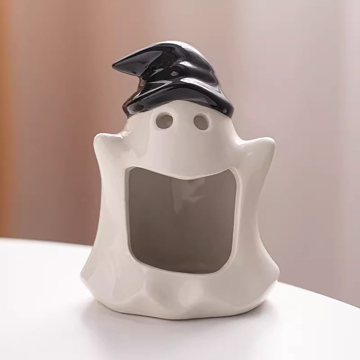 SCNOR Friendly Ghost Statue with Pumpkin Candy Bowl, 11.8 Inch Halloween Decoration for Outdoor Porch, Yard, Patio & Indoor