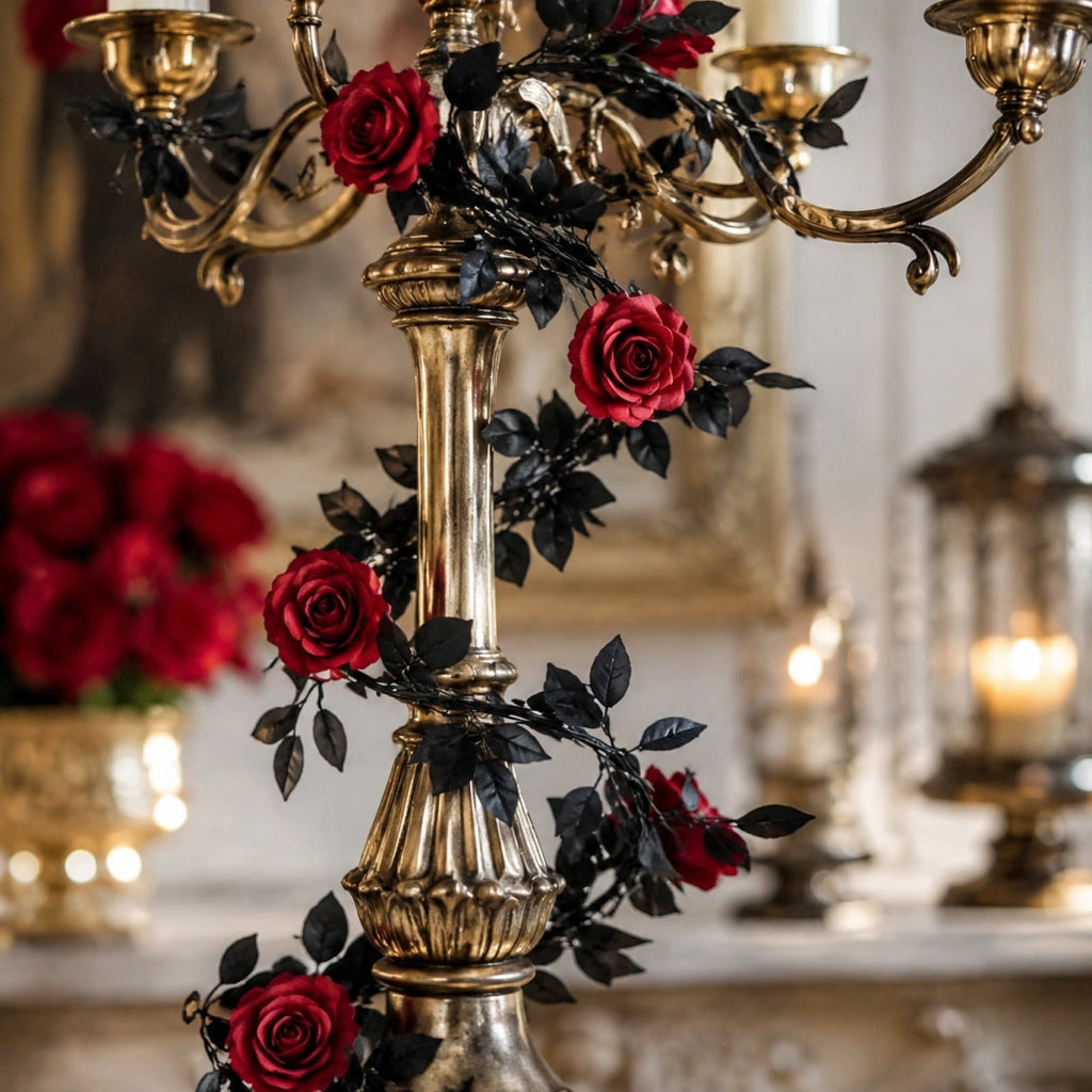 Clearance Gunhay Fall Decor Fall Decorations for Home, Black Decorations Halloween Garland, Fall Wall Hanging Rose Leaves, Artificial Black Rose Leaf Vine, Halloween Decorations for Home