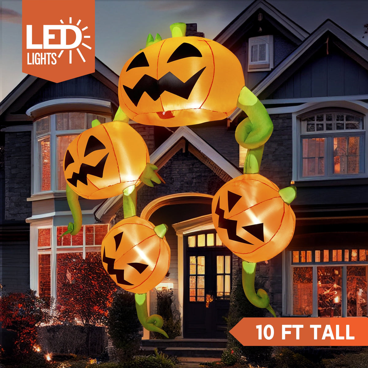 Joyfy 4 FT Halloween Inflatable Purple Octupos Head with Tentacles Broke Out from Window with Built-in LED Blow Up Inflatable for Window Decoration Yard Garden Lawn Decor
