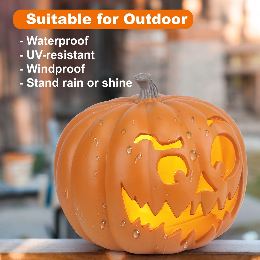 Gamexcel 3 Pack Light Up Jack O Lantern Pumpkins, 10/14/16 in Waterproof LED Halloween Decorations for Indoor Outdoor Porch Yard