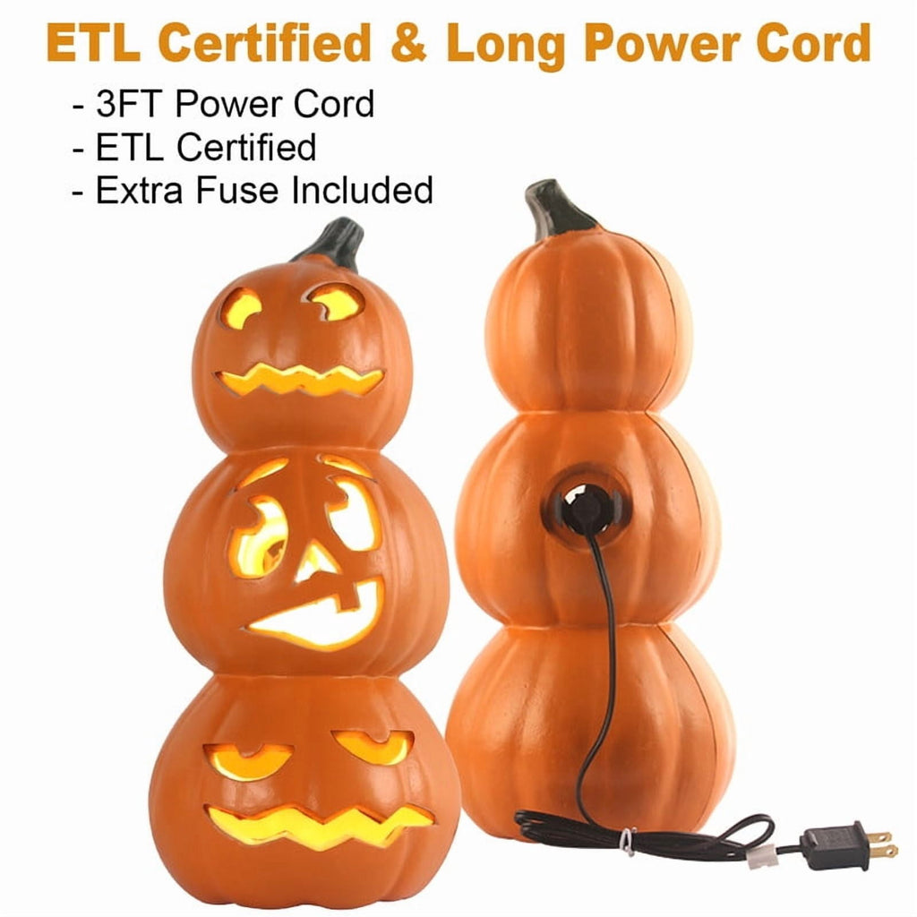 Every Moment Counts Waterproof 16" Glow Jack O'Lantern, Halloween Decorations, Led Pumpkin Lights, Waterproof Scare Light with Stake for Graveyard & Porch Terror, Outdoor Halloween Decor