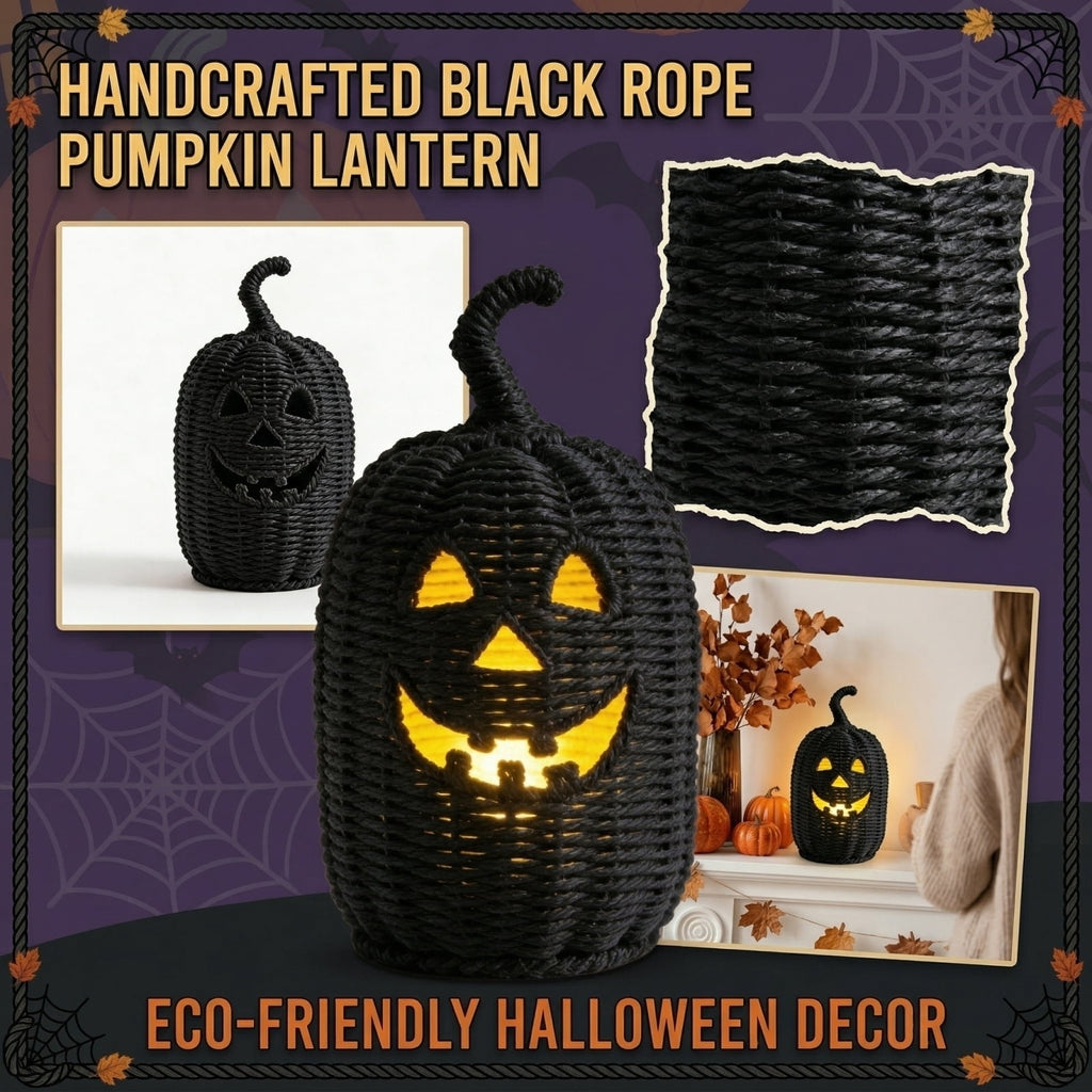 Halloween Decoration Faux Jack O Lantern Basket Seagrass Pumpkin Ornament Festive Tabletop Display Holiday Accents Home Party Supplies Autumn Harvest Seasonal Accenting Props