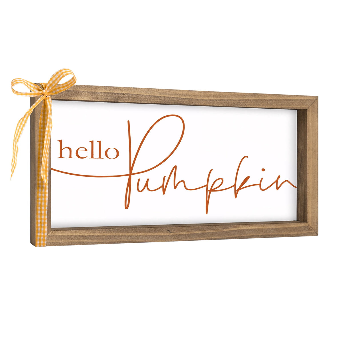 11.8×6 Inch Hello Pumpkin Sign, White Wooden Fall Decorations for Home Farmhouse, Autumn Decor Indoor Table Wall Shelf Desk Mantle Office Rustic Thanksgiving Harvest Decorative Signage