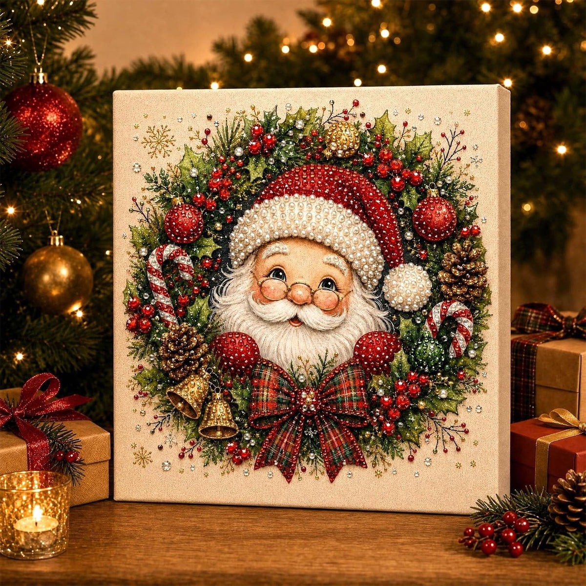 JWZZYD DIY Christmas Pearl Painting Art Kit with Frame, 9.8" Christmas Pearl Beads Art Craft Set, Gemstone Dots Beads for Holiday Christmas Wall Decor, Decoration Gift(Reindeer)