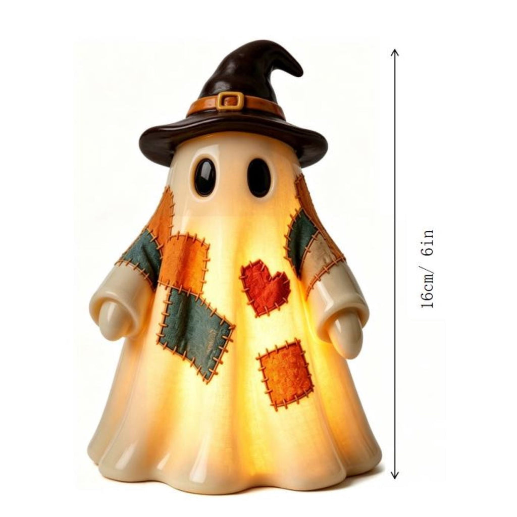 SCNOR Friendly Ghost Statue with Pumpkin Candy Bowl, 11.8 Inch Halloween Decoration for Outdoor Porch, Yard, Patio & Indoor