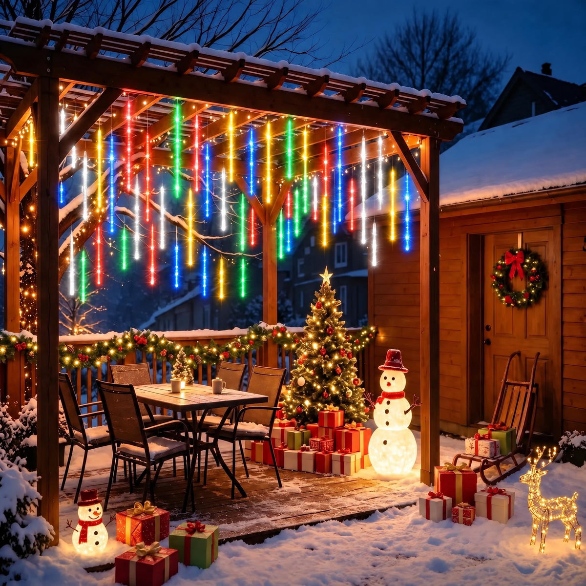 Scidweet Christmas String Lights, 20 inch 10 Tubes 540 LED Icicle Twinkle Meteor Shower Lights Outdoor for Christmas Halloween Holiday Party Home Decor, Blue