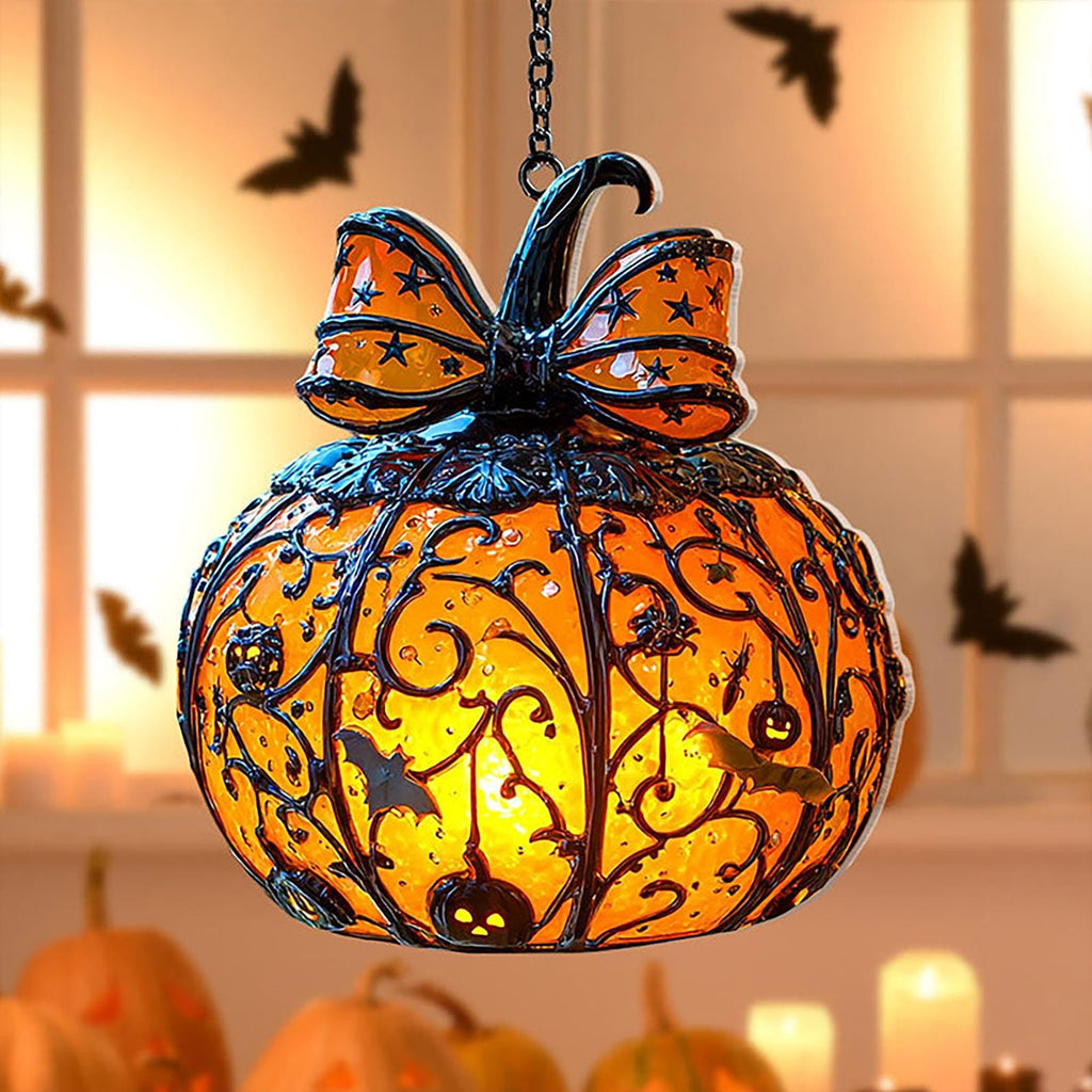 Acrylic Halloween Pumpkin Pendant Hanging Ornament - Spooky Fall Home Decor for Porch Wall Door Indoor Outdoor
