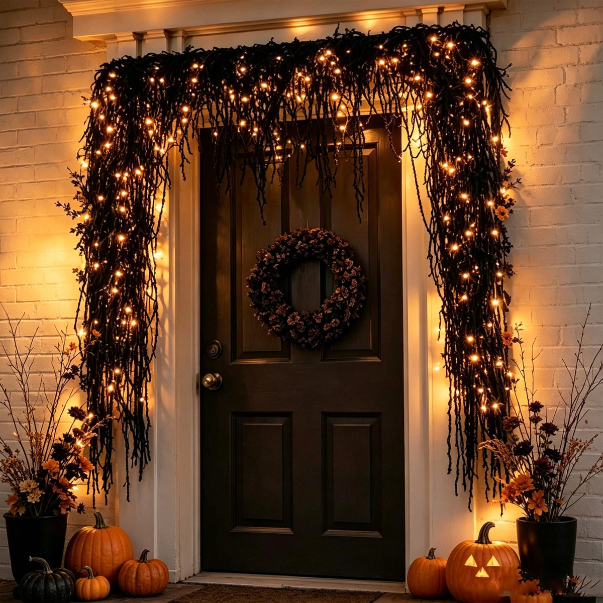 yulier Artificial Garland 70.86 inch Spring Garland with Flowers, Faux Vines Floral Hanging Garland for Holiday Wedding Spring Home Party Window Door Fireplace Table Indoor Outdoor Decor