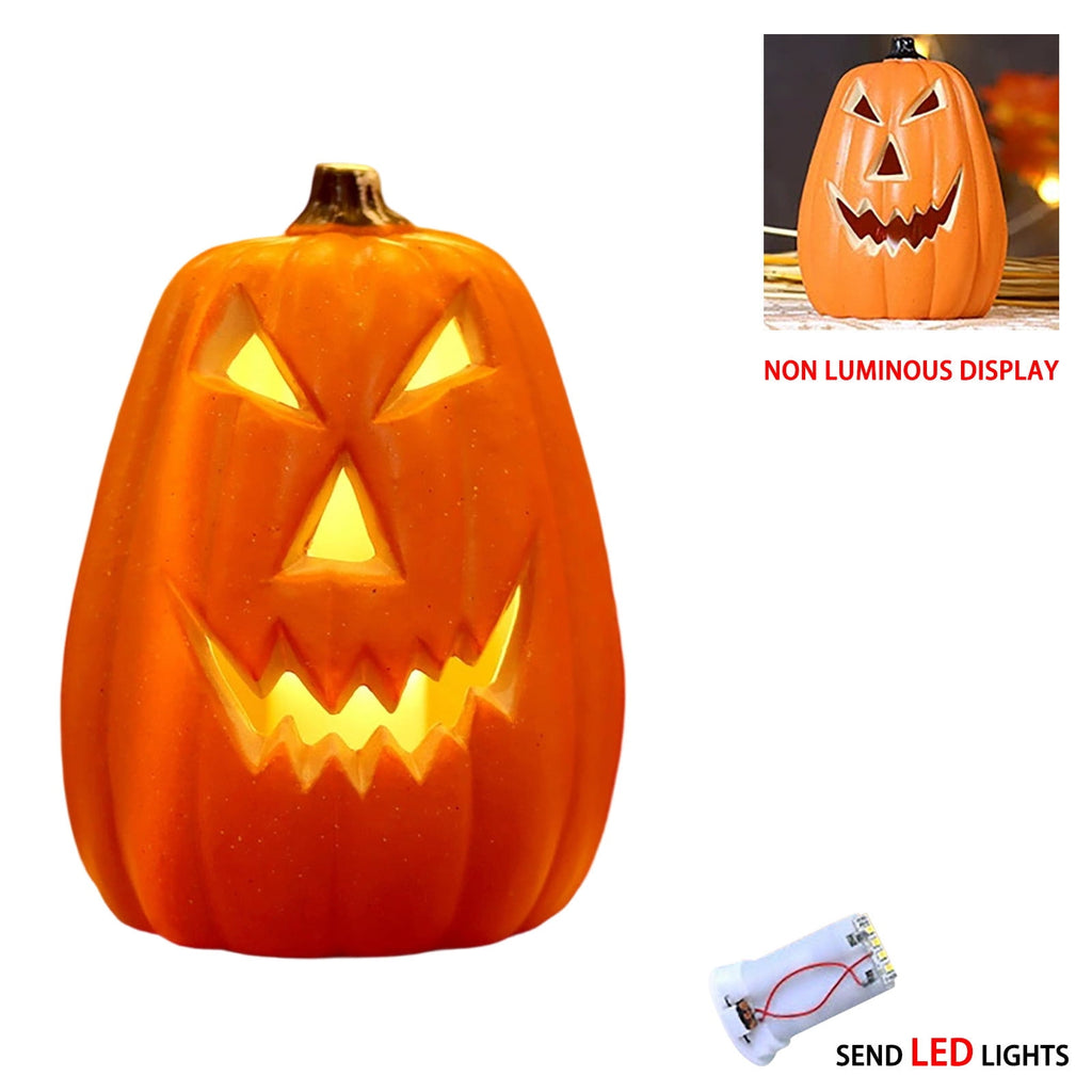 Halloween Lighted Pumpkin Decoration, Glowing Jack o Lanterns, Large LED Pumpkin Lamp with Warm Glow, Outdoor Yard Porch Halloween Decor, Holiday Display Ornament for Home Party