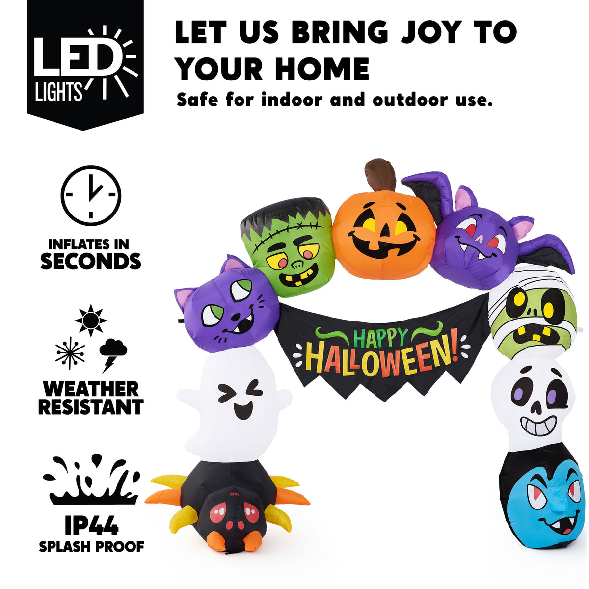 Joyfy 5 FT Halloween Inflatable Ghost Decoration with Colorful LEDs,Trunk or Treat Car Decorations Kit Ghost Trio with Built-in LED Light for Halloween Party Indoor,Outdoor,Yard,Garden Decor
