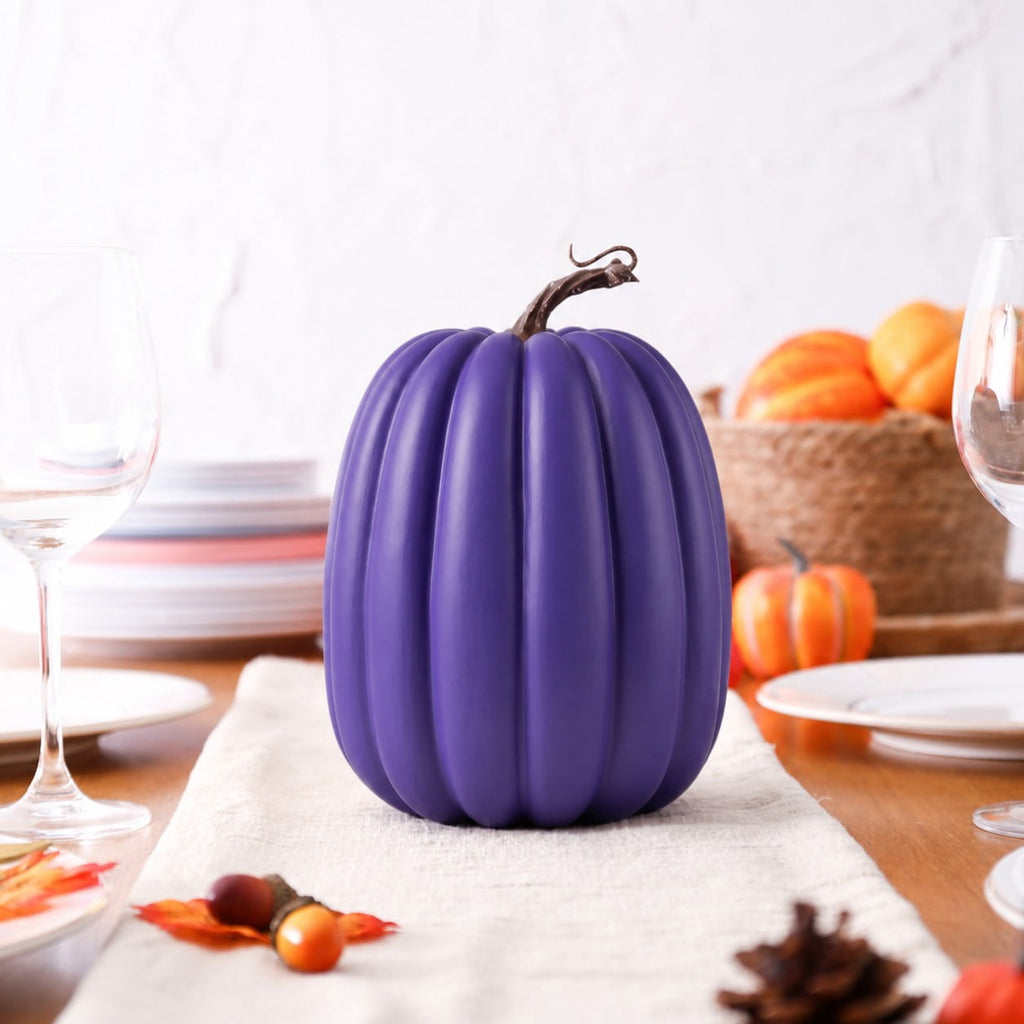 CQHVKQ 8 Inch Large Artificial Pumpkin Fall Decorations, Realistic Fake Harvest Pumpkin, Orange Gold Decorative Pumpkins for Table Centerpieces, Fall, Thanksgiving & Halloween DIY