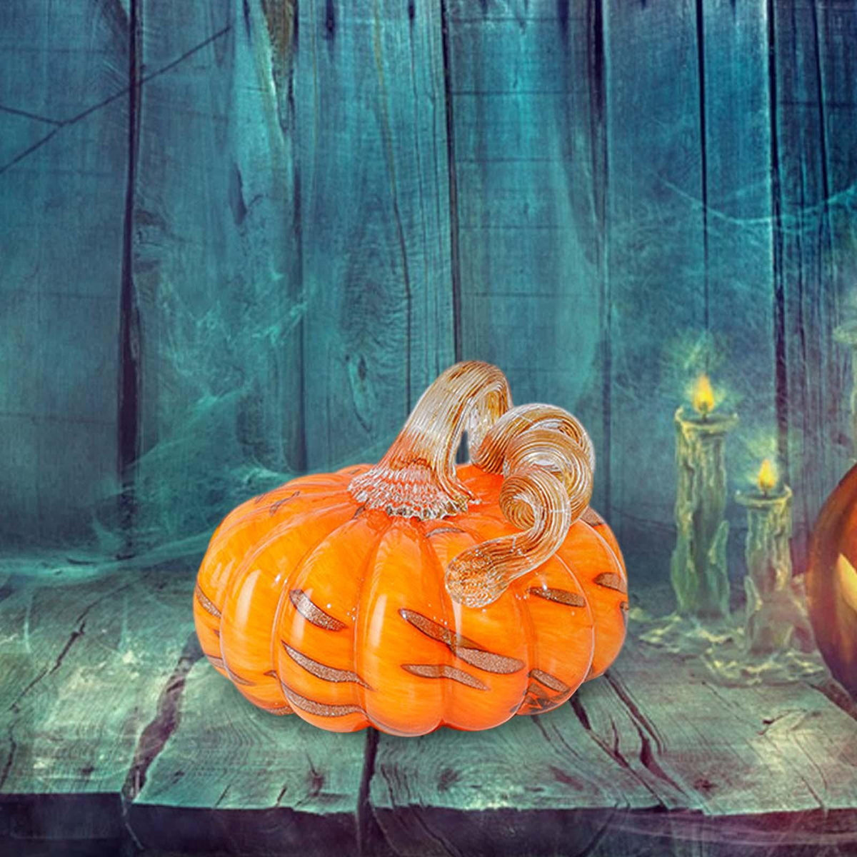 Glass Pumpkin Decoration Artwork Pumpkin Ornament for Halloween Bedroom Home S S
