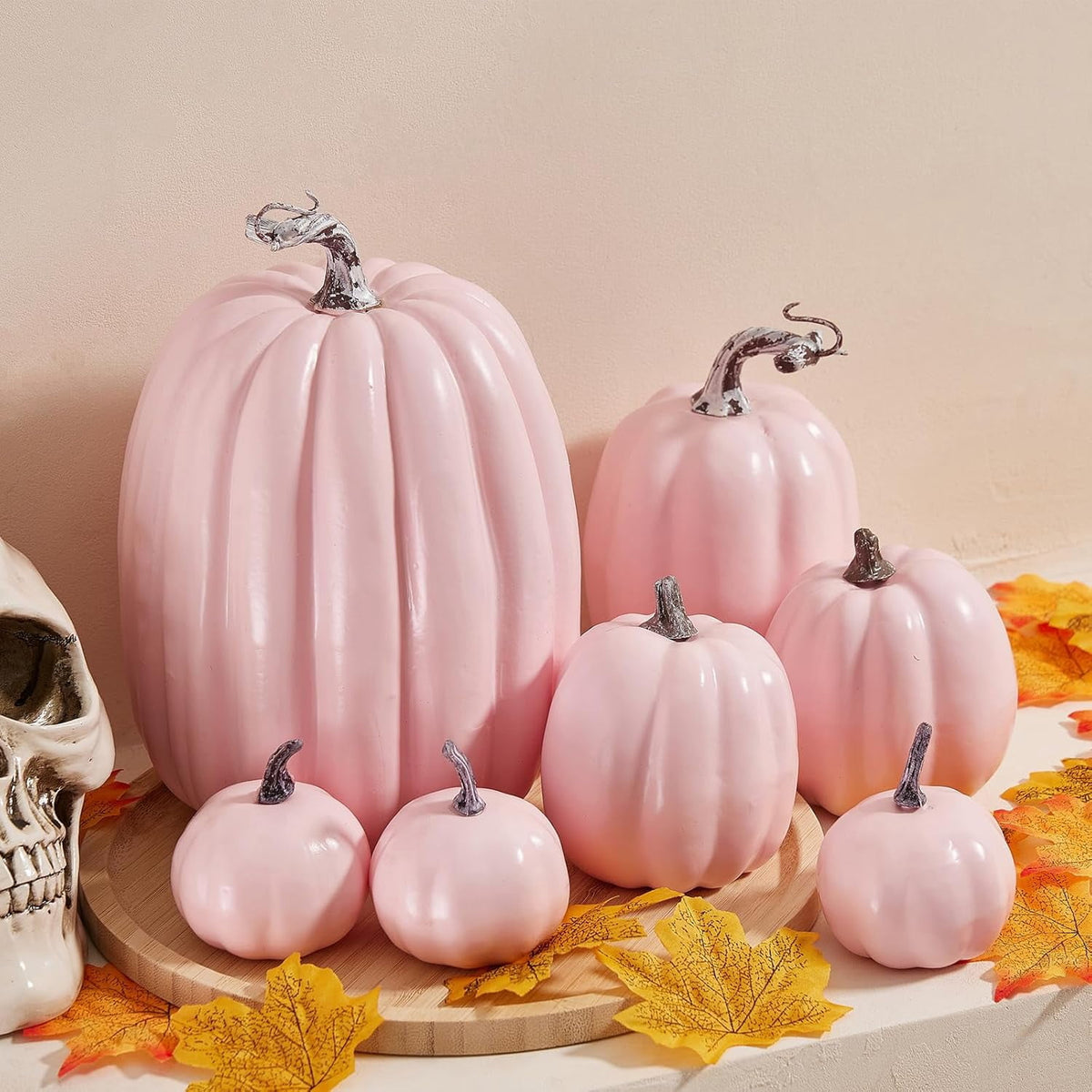 7Pcs Artificial Pumpkins Faux Foam Fall Harvest Pumpkin Halloween Thanksgiving Decorations Indoor for Home