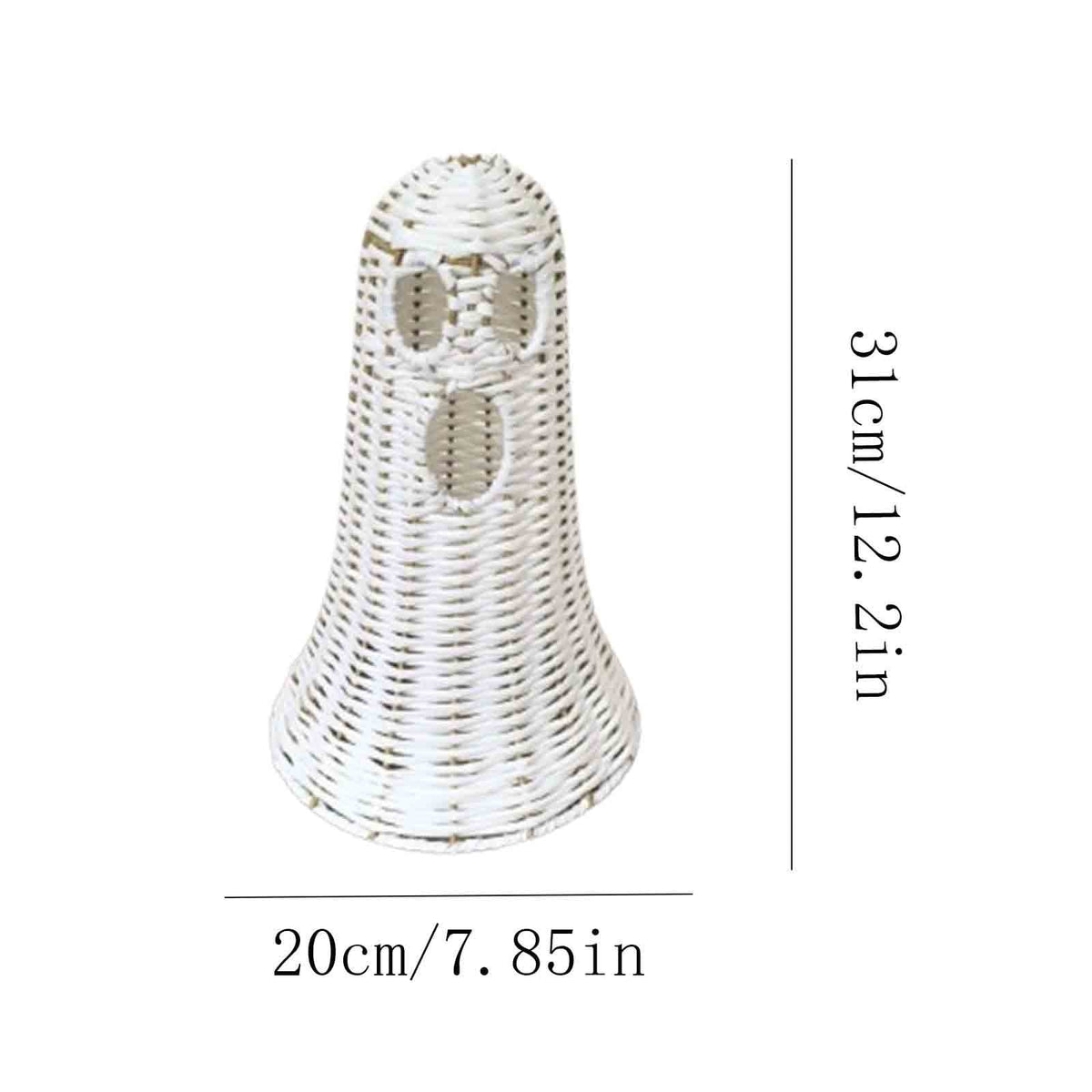 Wicker Ghost Decor, Halloween Decorations Indoor 12.2 Inch, Rattan Ghost Basket Tabletop Lamp Shade for Fall Home Mantel, Halloween Gift Ideal