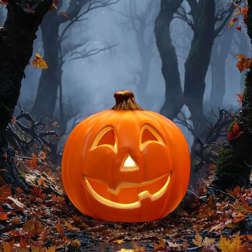 KQJQS Light Up Halloween Pumpkin Lantern, Pre-Lit LED Large Indoor Outdoor Decoration, Battery Operated Giant Pumpkin for Garden, Patio, Front Door Halloween Decor