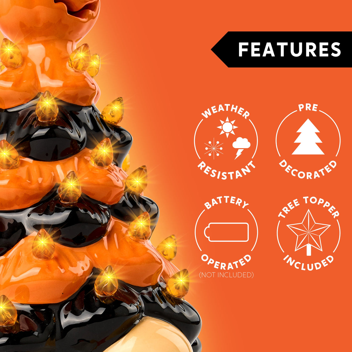 Joyfy 8.5 inch Halloween Decorations Ceramic Gnome Tree Decorations with Build-in LEDs,Light Up Pumpkin Table Decor Bedroom Indoor Centerpieces for Tables
