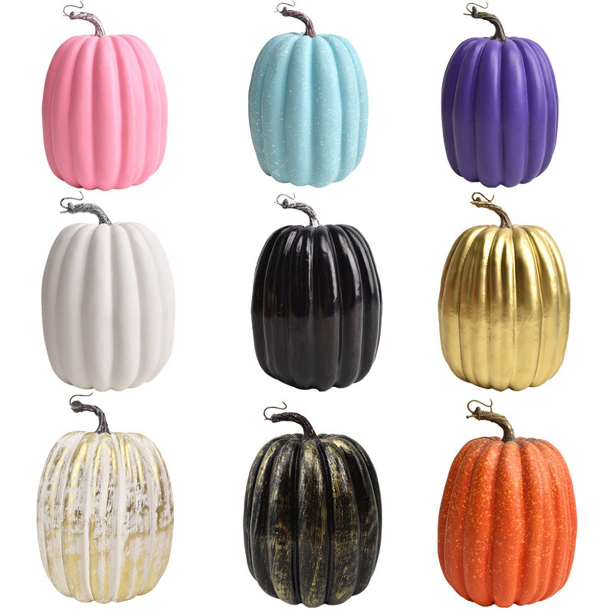 XHKUYI Large Artificial Pumpkins 10.24 inches, Realistic Decorative Pumpkins with Stems, Faux Pumpkins for Autumn Harvest Thanksgiving Home Kitchen Table Centerpieces Decor