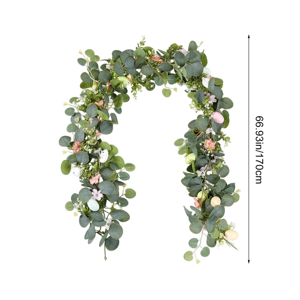 yulier Artificial Garland 70.86 inch Spring Garland with Flowers, Faux Vines Floral Hanging Garland for Holiday Wedding Spring Home Party Window Door Fireplace Table Indoor Outdoor Decor