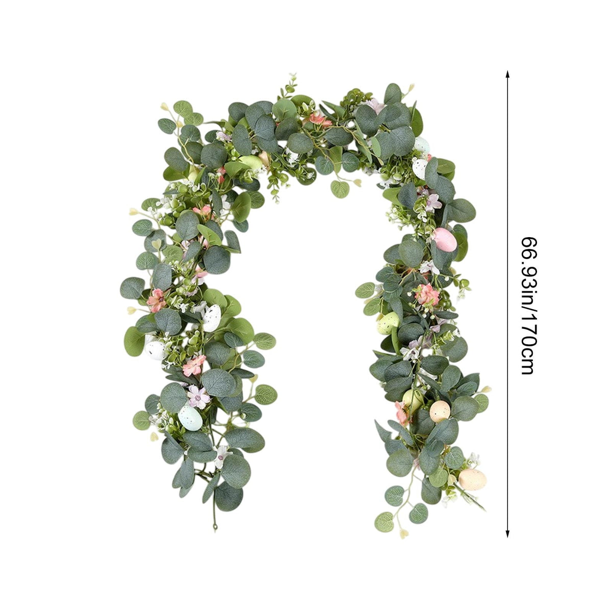 yulier Artificial Garland 70.86 inch Spring Garland with Flowers, Faux Vines Floral Hanging Garland for Holiday Wedding Spring Home Party Window Door Fireplace Table Indoor Outdoor Decor