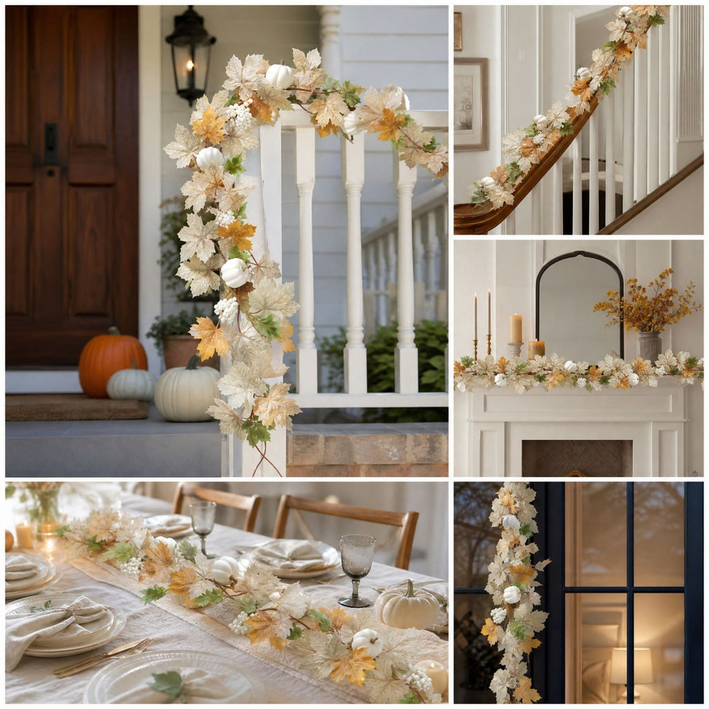 Spring Artificial Flowers Garland, 70 inch Fake Eucalyptus Vine Cherrys Blossoms Hanging Garland Rattan for Mantle Fireplace Wedding Indoor Outdoor Home Decor
