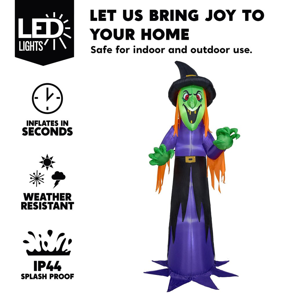 Joyfy 12 ft Giant Halloween Inflatable Pumpkin Ghost Vampire with Skull Decoration with Built-in LEDs,Ghost Halloween Decorations Outdoor Blow Up Yard Lawn Decoration