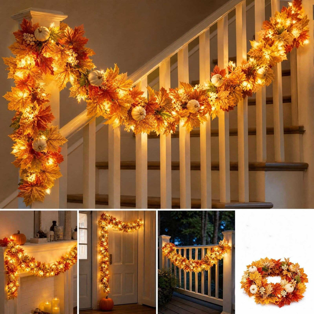 Spring Artificial Flowers Garland, 70 inch Fake Eucalyptus Vine Cherrys Blossoms Hanging Garland Rattan for Mantle Fireplace Wedding Indoor Outdoor Home Decor
