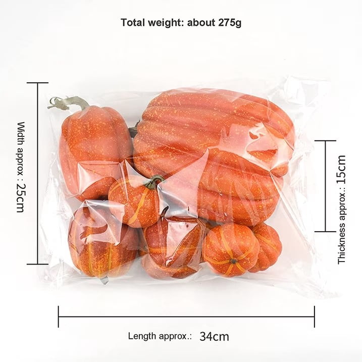 CQHVKQ 7PCS Fake Pumpkins Foam Decor Set, Fall Pumpkins Decoration from Sizes 1.9" to 7.5", Artificial Styrofoam Pumpkins for Table Centerpieces, Fall, Thanksgiving & Halloween DIY, Orange