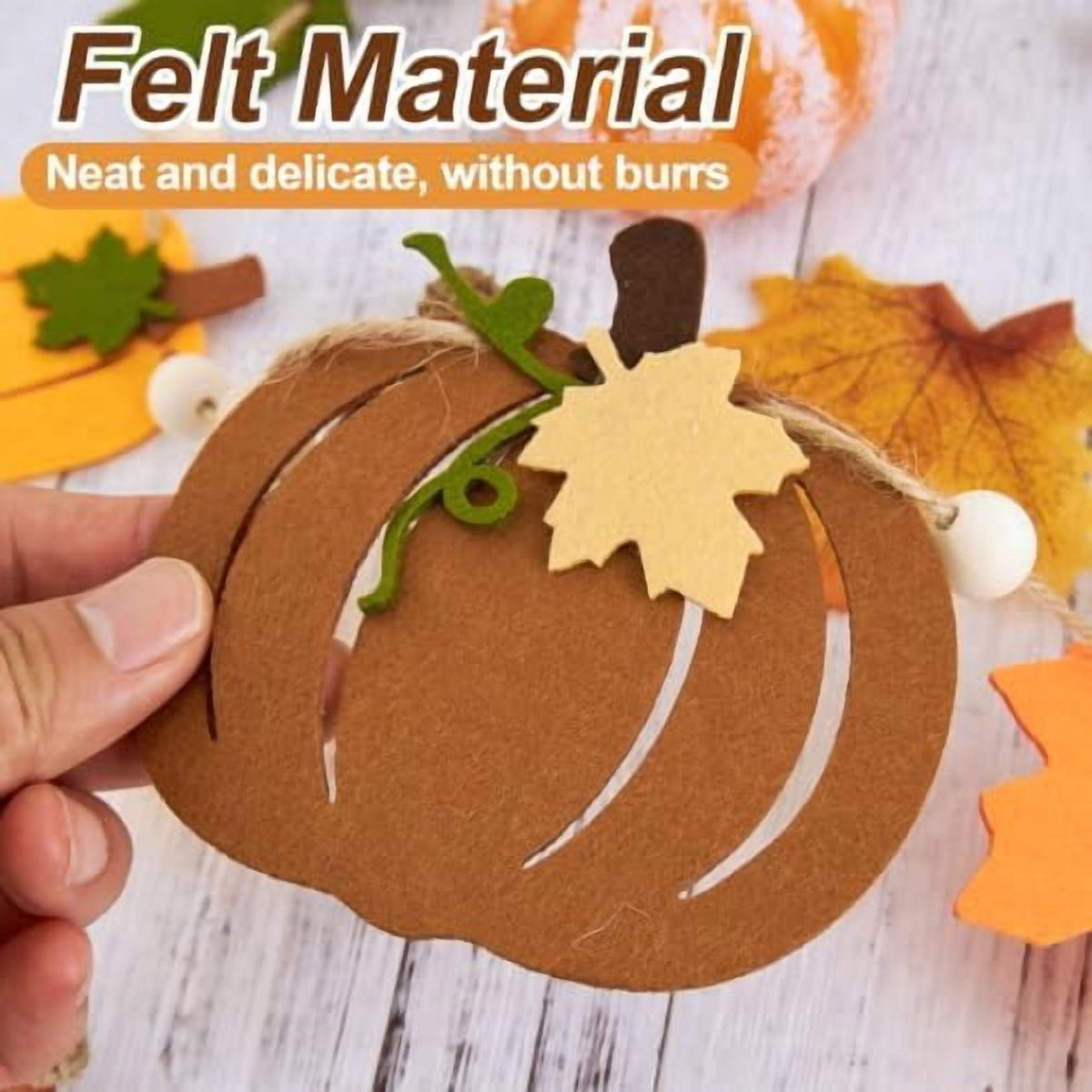 Paper Jazz Fall Garland Felt Pumpkin Decor with Fall Leaf and Pumpkin Decorations