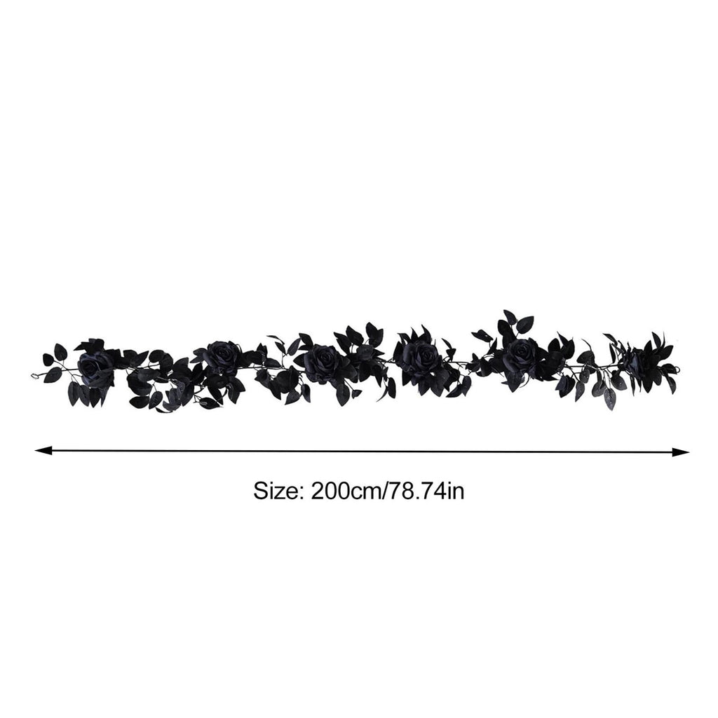 Clearance Gunhay Fall Decor Fall Decorations for Home, Black Decorations Halloween Garland, Fall Wall Hanging Rose Leaves, Artificial Black Rose Leaf Vine, Halloween Decorations for Home