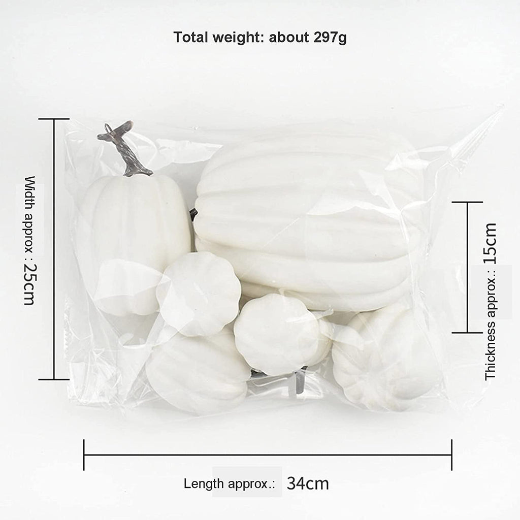 CQHVKQ 7PCS Fake Pumpkins Foam Decor Set, Fall Pumpkins Decoration from Sizes 1.9" to 7.5", Artificial Styrofoam Pumpkins for Table Centerpieces, Fall, Thanksgiving & Halloween DIY, Orange