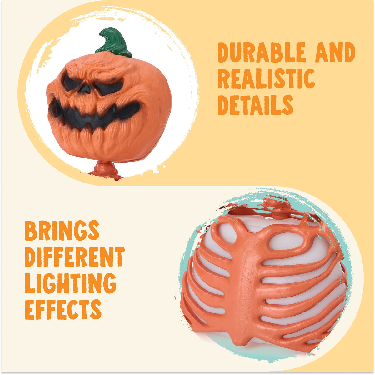 Joyfy Halloween LED Light Up Skeleton Pumpkin Table Decor,Multicolor Lighted Pumpkin Skeleton Ornament Indoor Outdoor Desk & Party Tabletop Decoration Supplies