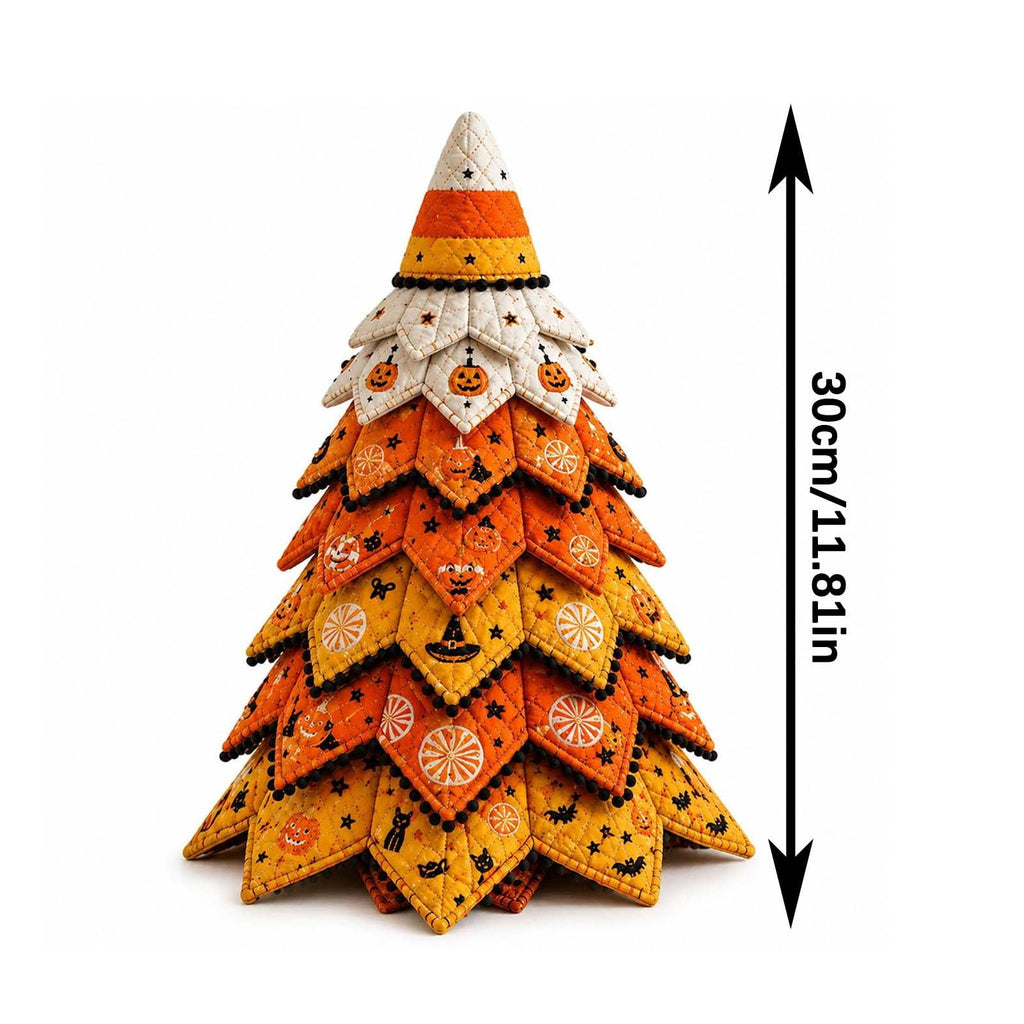 Lypsnake DIY Halloween Quilted Fabric Tree Kit, Vintage Pumpkin Sunflower Patchwork, 3D Padded Sewing Craft Project for Autumn Harvest Decor