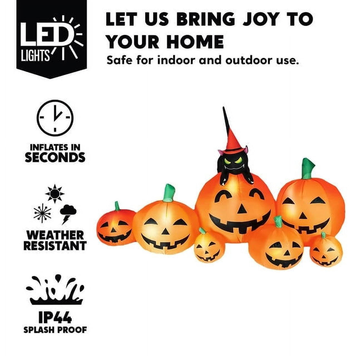 Joyfy 10 Ft Tall Halloween Inflatables Pumpkin,Giant Pumpki Blow Up Decor with Built-in LED Lights,Outdoor Decorations for Yard,Lawn,Garden