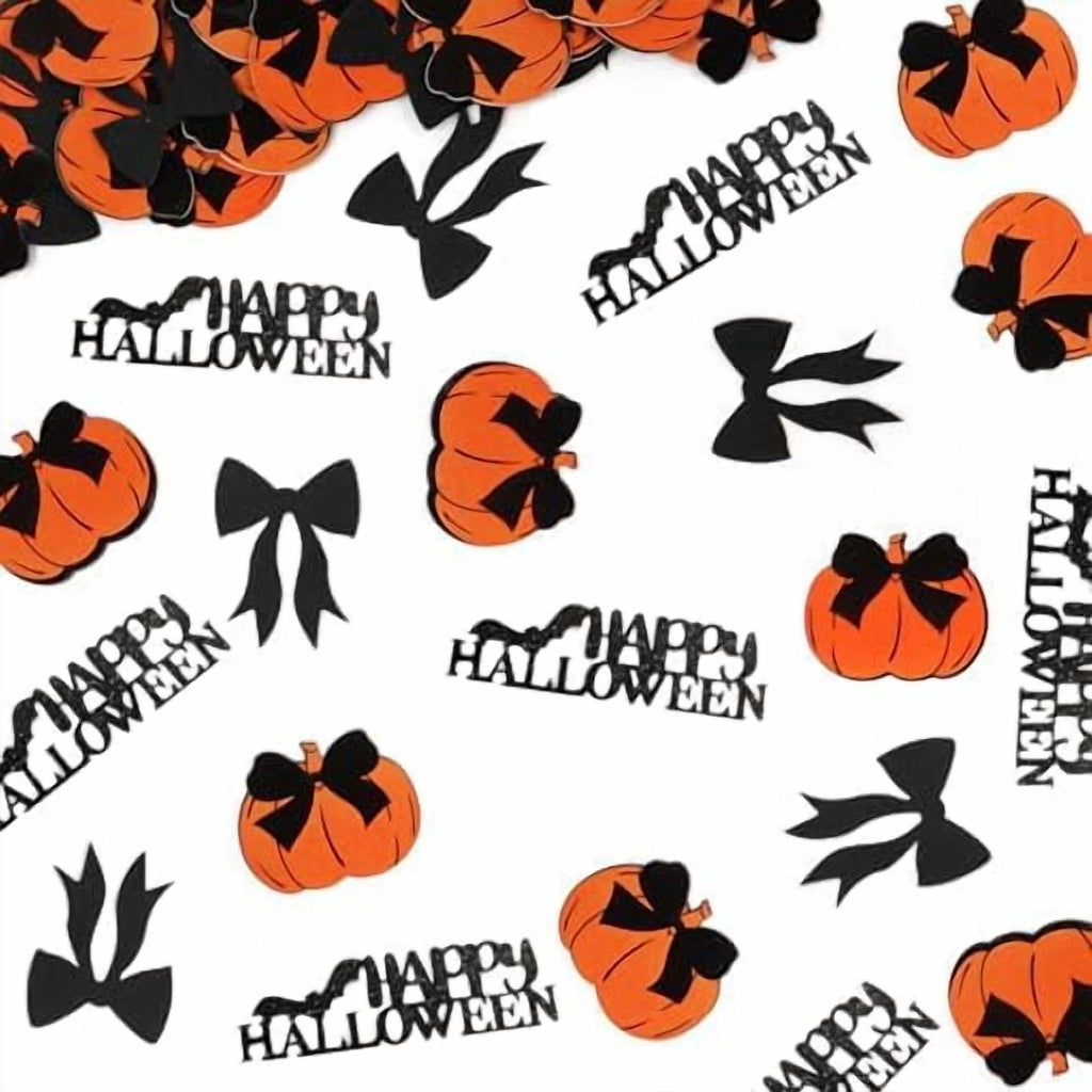 200 Piece Black Bow and Pumpkin Halloween Confetti