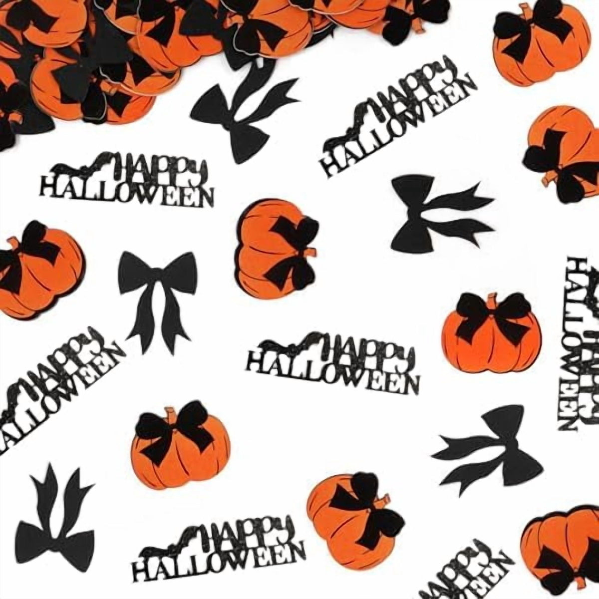 200 Piece Black Bow and Pumpkin Halloween Confetti