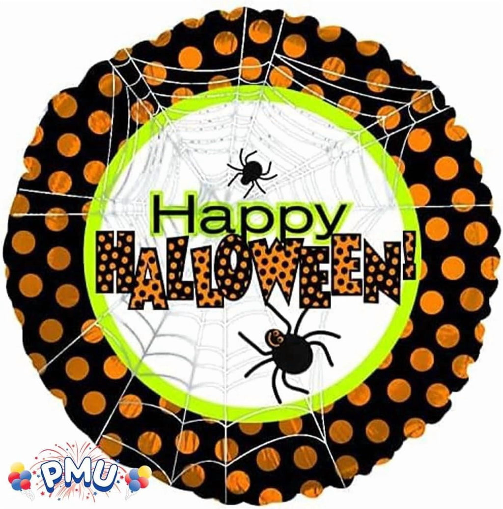 PMU Halloween Party Decoration "Happy Halloween" Jack Faces Aglow 18 Inch Mylar-Foil Balloon (1pkg) Pkg/1