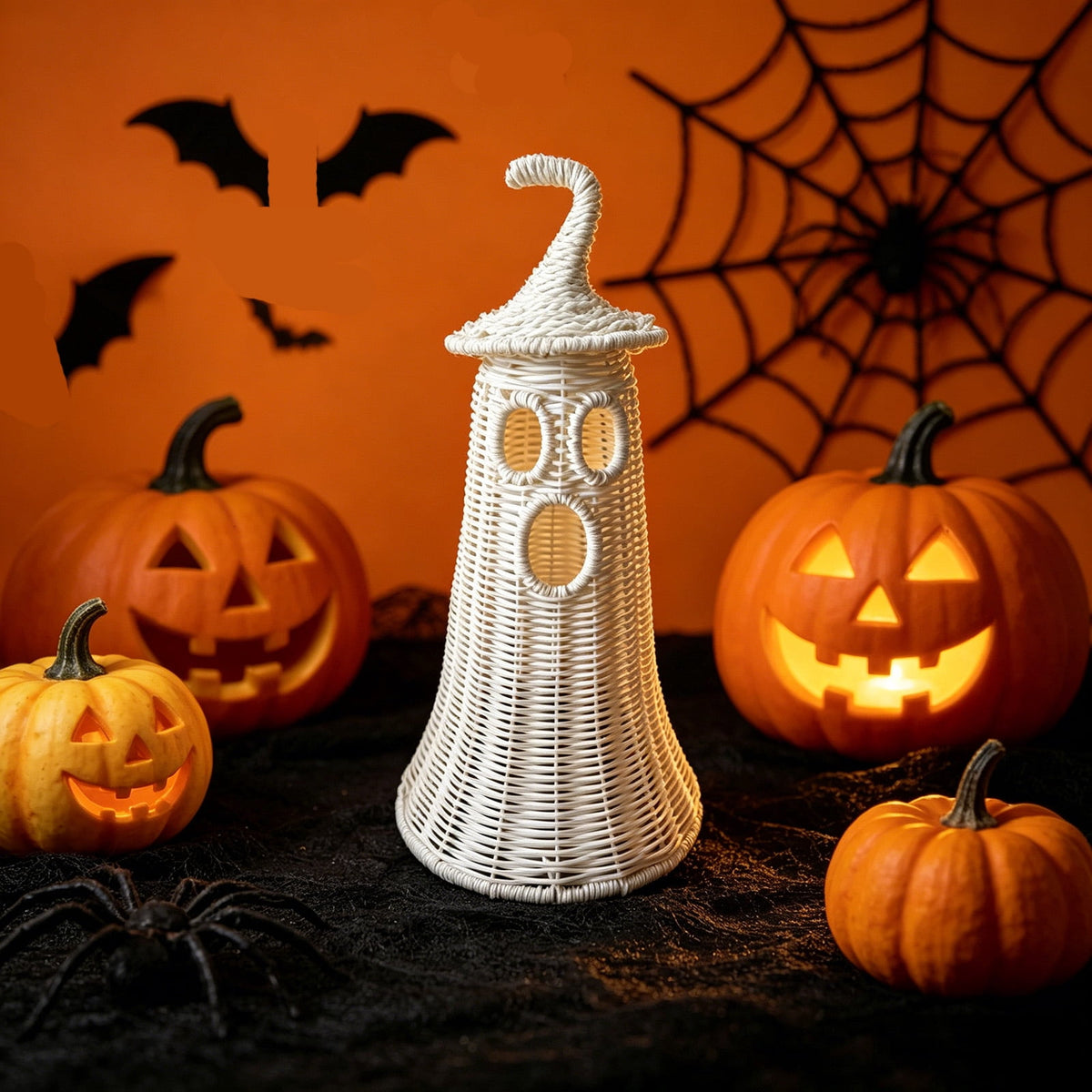 Handwoven Pumpkin Lantern, Rustic Vintage Halloween Decor, 28cm Woven Pumpkin Lantern Without LED Candle Light, Pumpkin Ornament for Mantel Doorstep Halloween Party Decorations