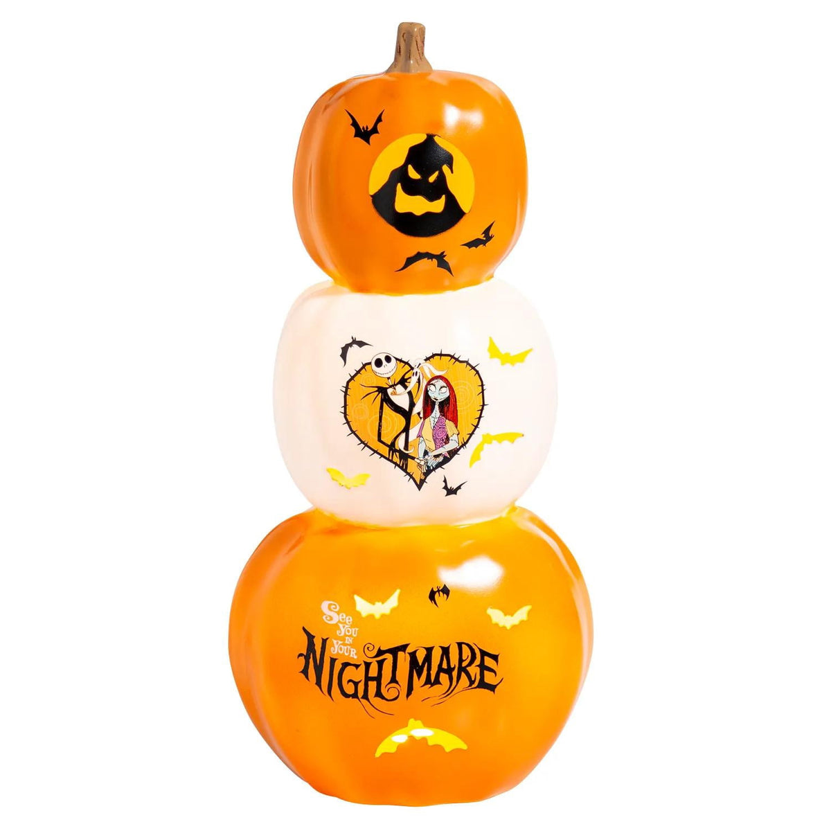 Seasons 18 in The Nightmare Before Christmas Light-Up Stacked Pumpkins Tabletop Decoration - Orange