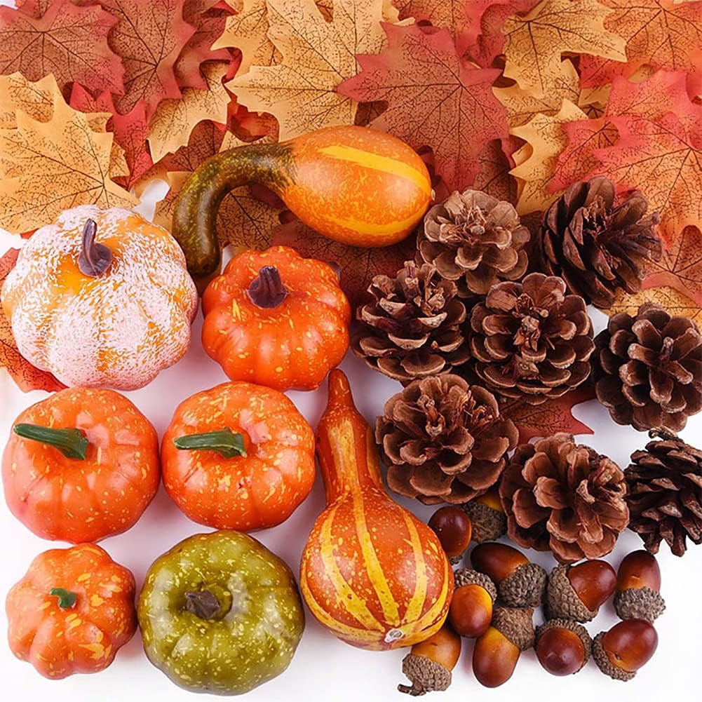50 Pcs Artificial Pumpkins Decoration Set Mini Autumn Harvest Decoration Fall Pumpkin Table Decoration