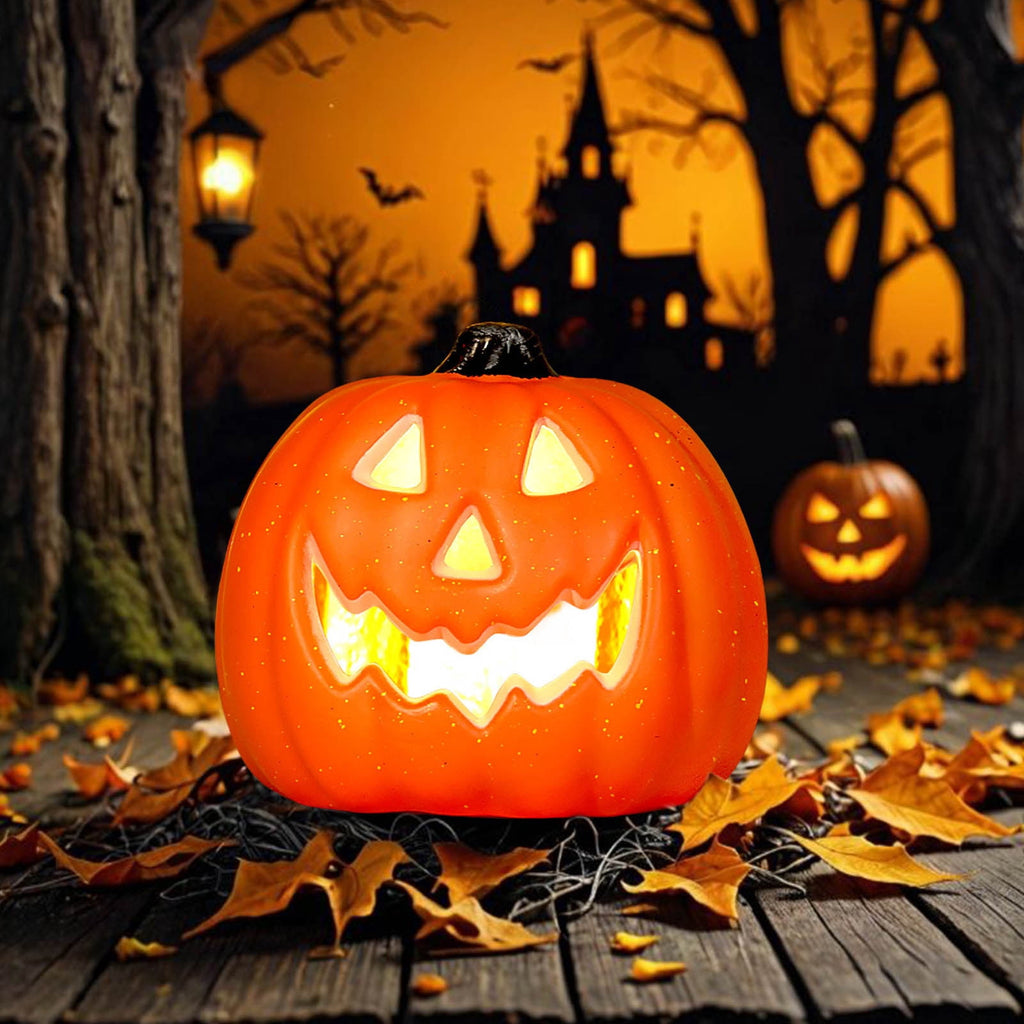 SRUILUO Halloween Light up Jack-O-Lantern, Fall Thanksgiving Pumpkin Light Decorations, Pumpkin Prop with LED Light, Halloween Tabletop Decorations Props for Indoor Outdoor Decor (No Battery)