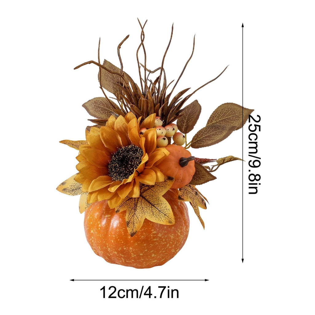 Pumpkin Decor with Artificial Flower Sunflowers Fall Decorations for Home Tabletop Kitchen Party Thanksgiving Harvest