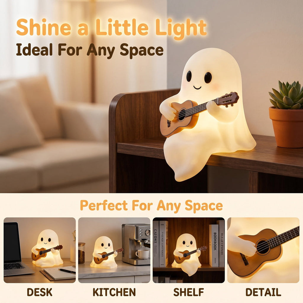 Sahpxhe Halloween Ghost Lamp Decor Warm LED Light for Halloween Mantel Shelf Tabletop Spooky Indoor Halloween Decor